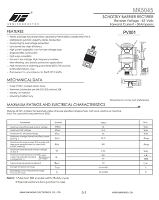 Diodo solar MK3045 30A 45V en estructura planar para módulo solar utilizado en caja fotovoltaica